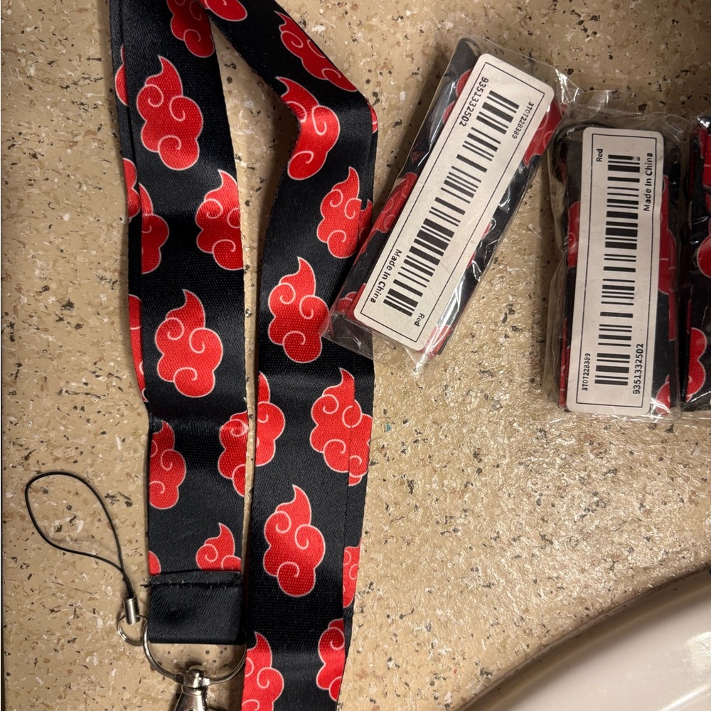 Naruto Shippuden Signature Logo Black and Red Key Lanyard. NWT. - Picture 3 of 6